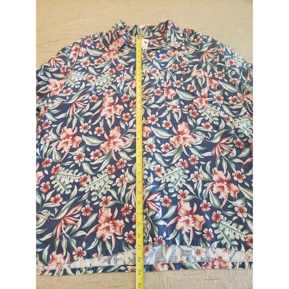 Banana Cabana 100% SILK Mens XXL 2XL Hawaiian Short Sleeve Button Up Shirt Blue - Picture 11 of 14